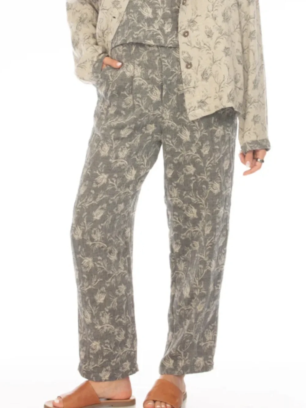 Anthropologie NWT Hello Nite Jacquard Botanical Cotton Quilted Pants